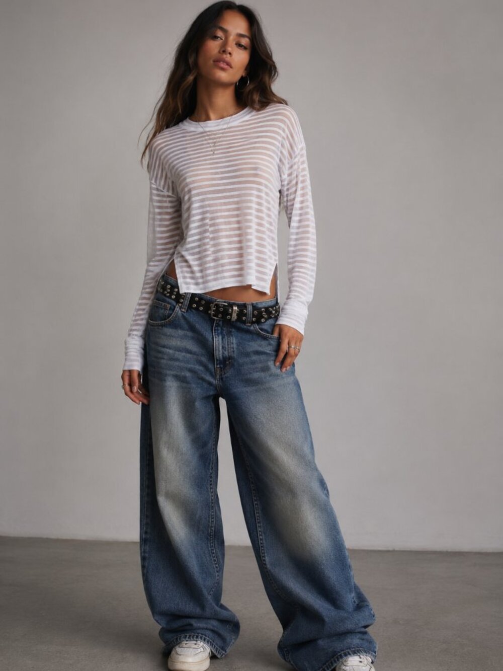 NEW RTA Road To Awe Gilda Y2k Style Mesh Long Sleeve Top XXS